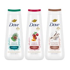 Dove Body Wash 3-count mixed pack packaging showcases variety for refreshed skin.