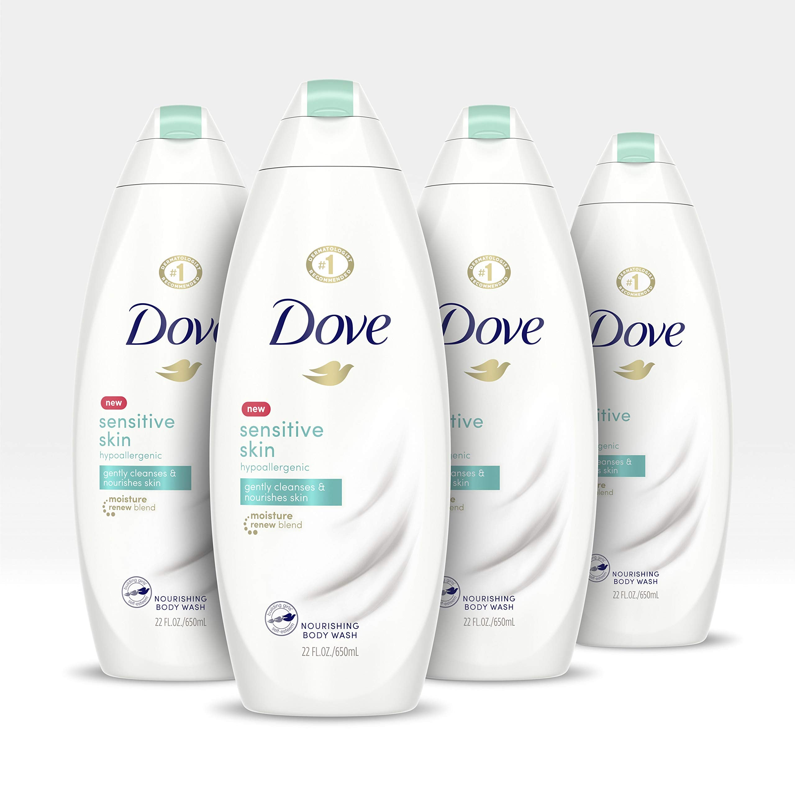 Dove body wash sensitive skin bottle front for daily gentle cleansing