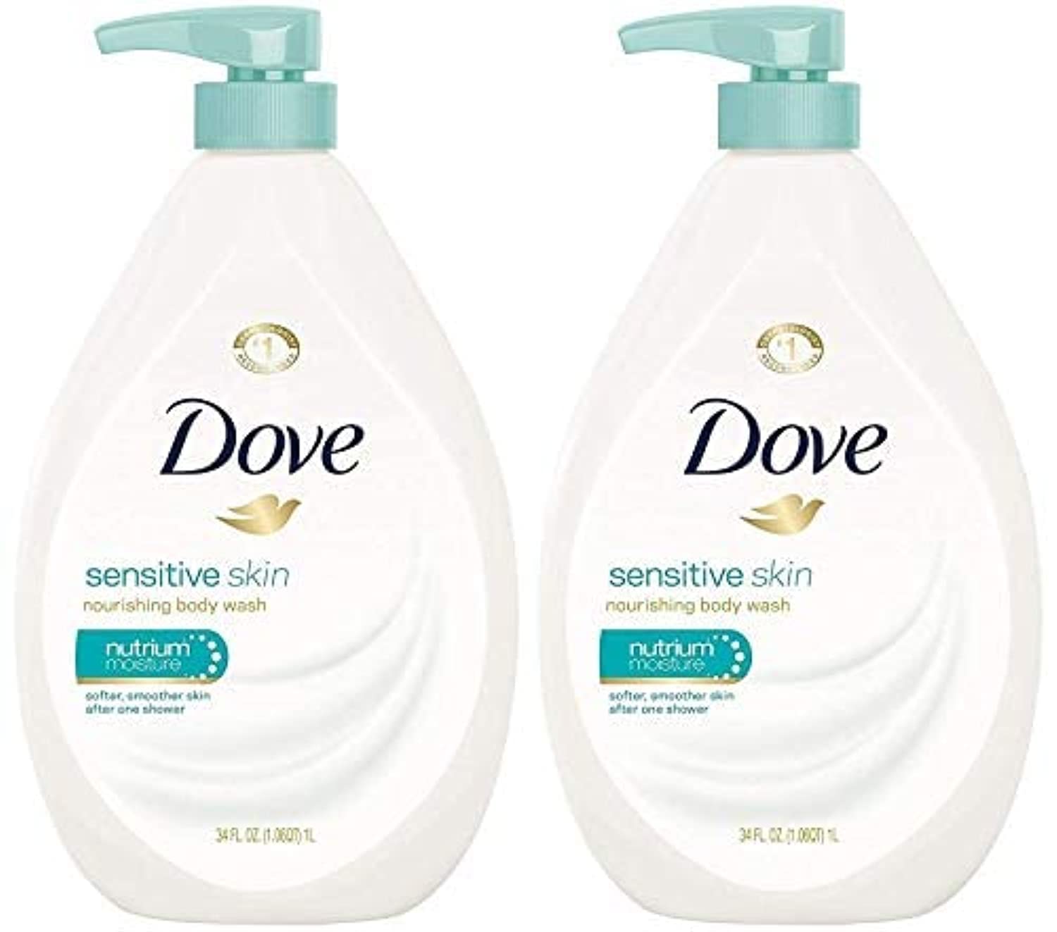 Dove Sensitive Skin body wash pump bottle for gentle cleansing on sensitive skin