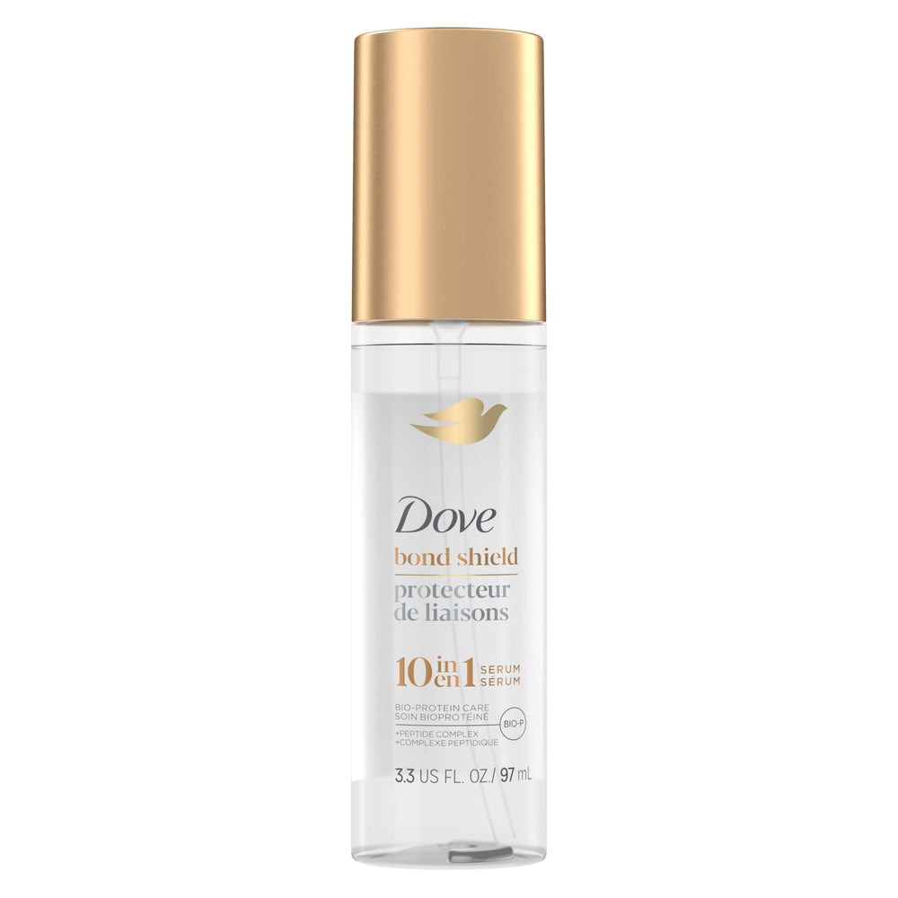 Dove Bond Shield Serum en manos para aplicar suavemente en puntas.