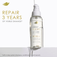 Aplicación en puntas con Dove Bond Shield Serum para cabello más suave.