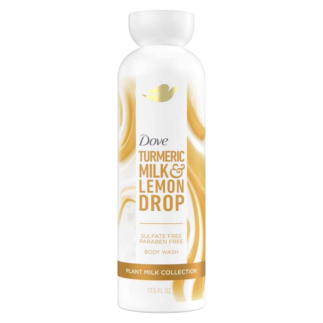 Dove botella con leche vegetal curcuma limón para hidratación suave
