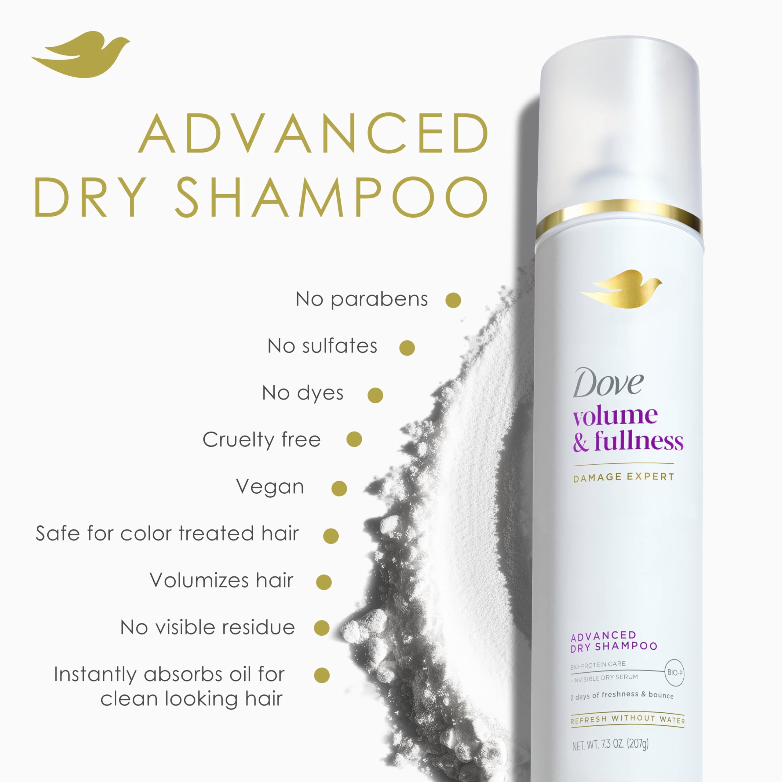 Dove Brushing through after spritz reveals straight hair with added bounce.