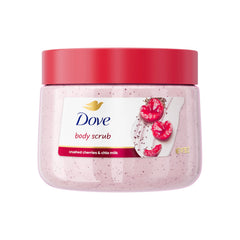 Dove Exfoliante corporal con cerezas y leche de chía para exfoliar y nutrir.