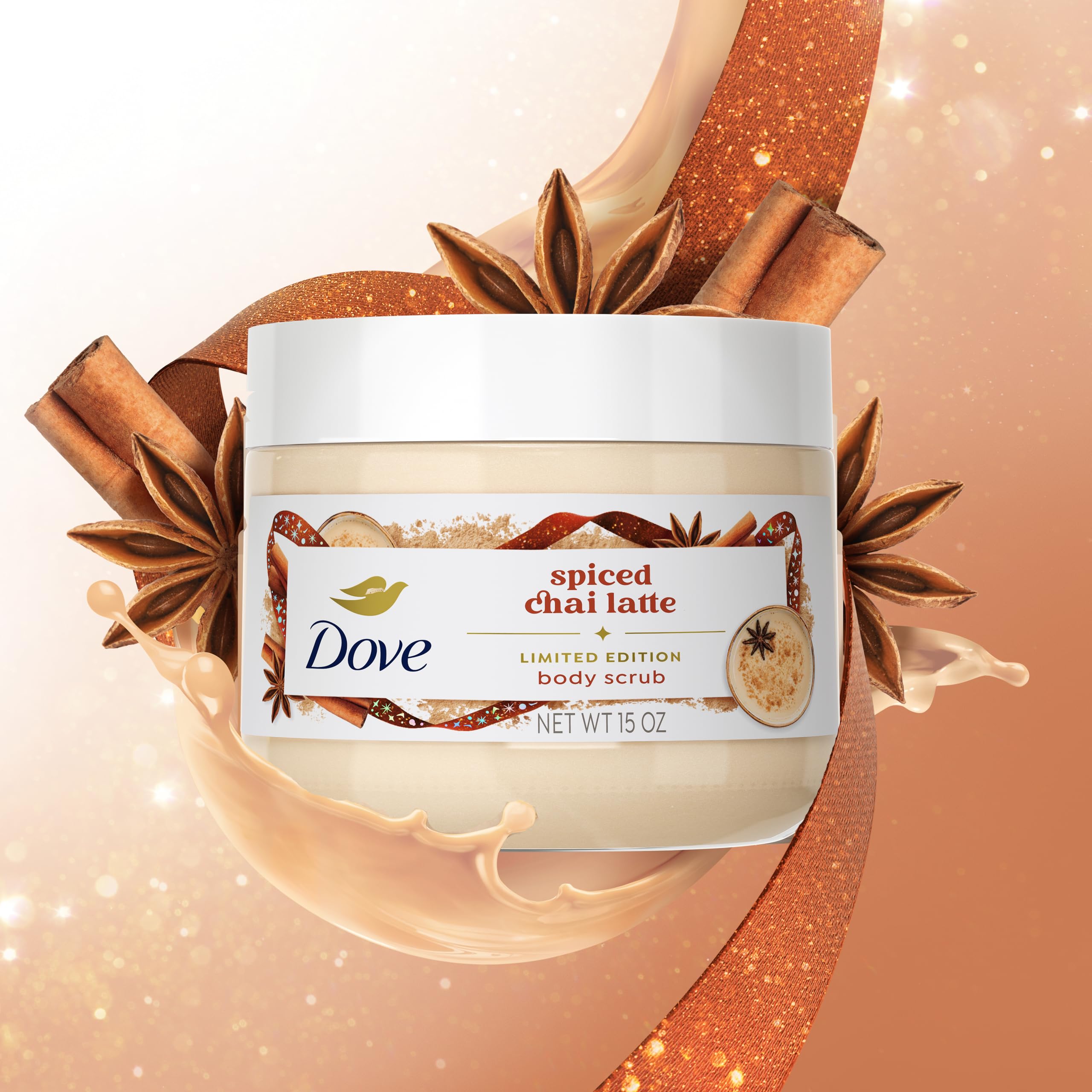 Close-up of exfoliation texture in Dove Cinnamon Pumpkin Pie Scrub