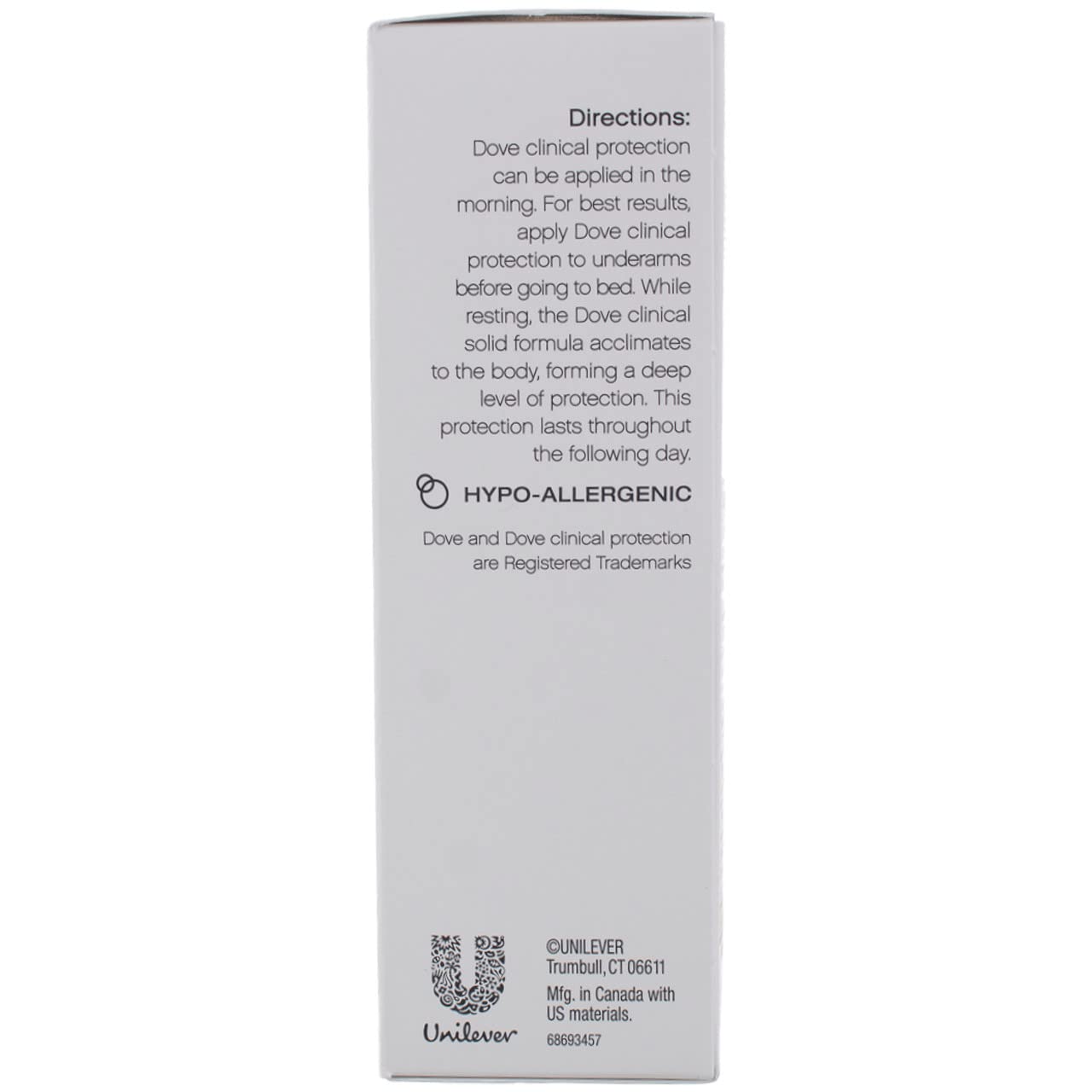 Dove Clinial Original Clean deodorant in-use underarm for long-lasting protection.
