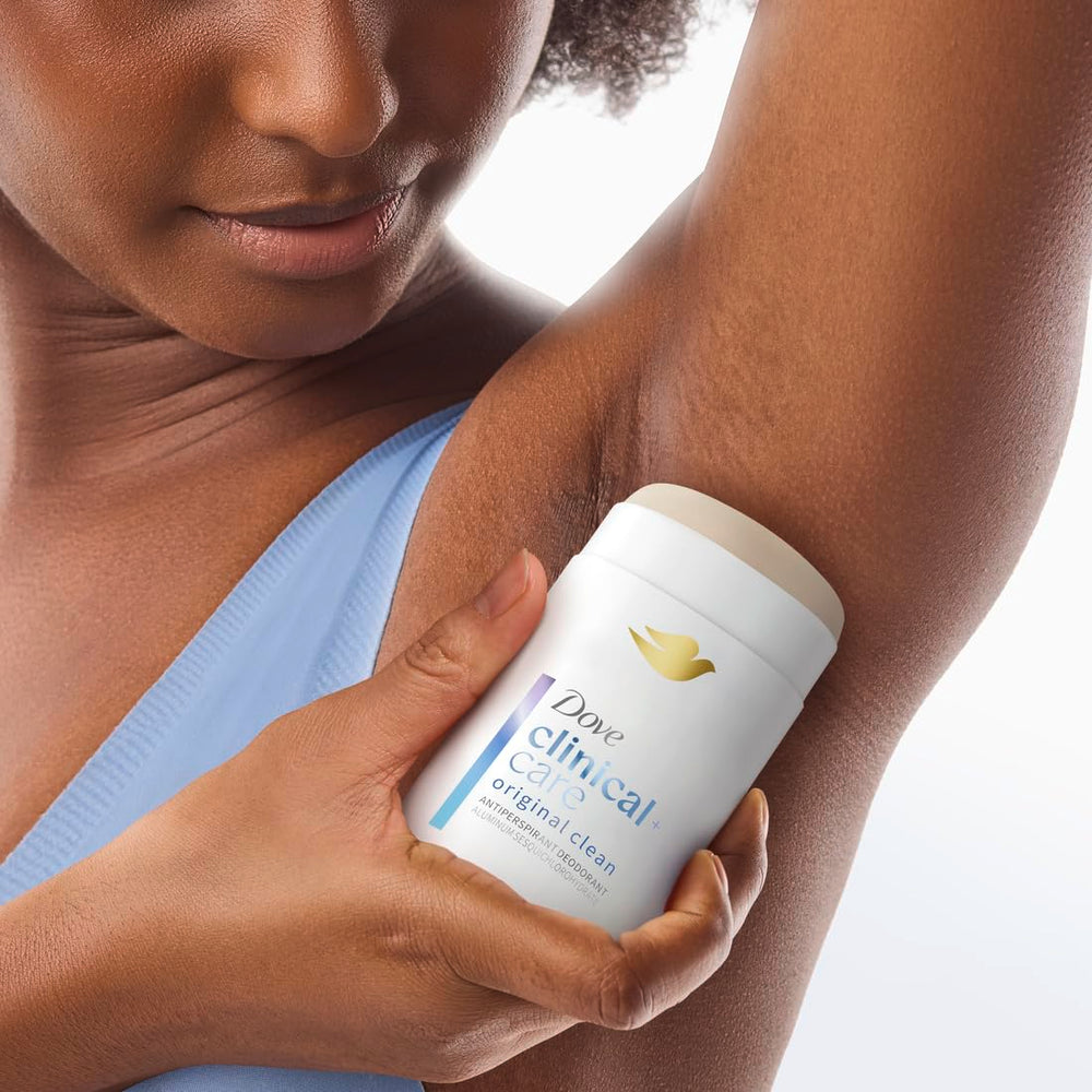 Dove Clinical y Care recomendado por dermatólogos y vegano certificado.