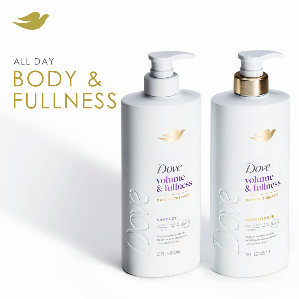 Dove Acondicionador Volumen y Plenitud aplicación rápida para cabello fino.