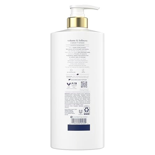 Dove Acondicionador Volumen y Plenitud Textura cremosa para cabello suave.