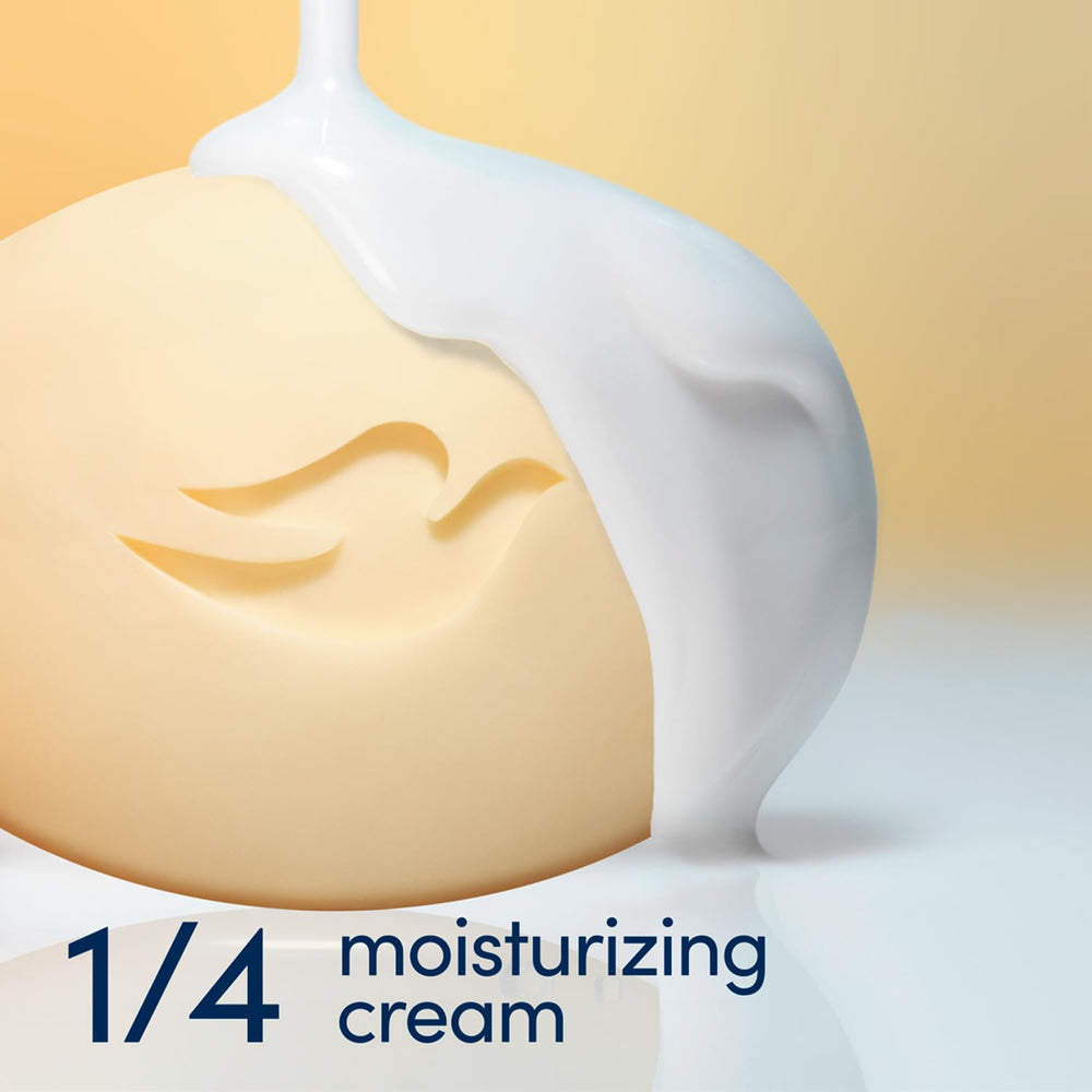 Creamy lather close-up highlighting moisture from Dove's formula.