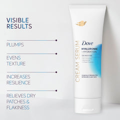 Dove Crema Serum Hialurónico, hidratación de 72 horas para piel más cómoda.