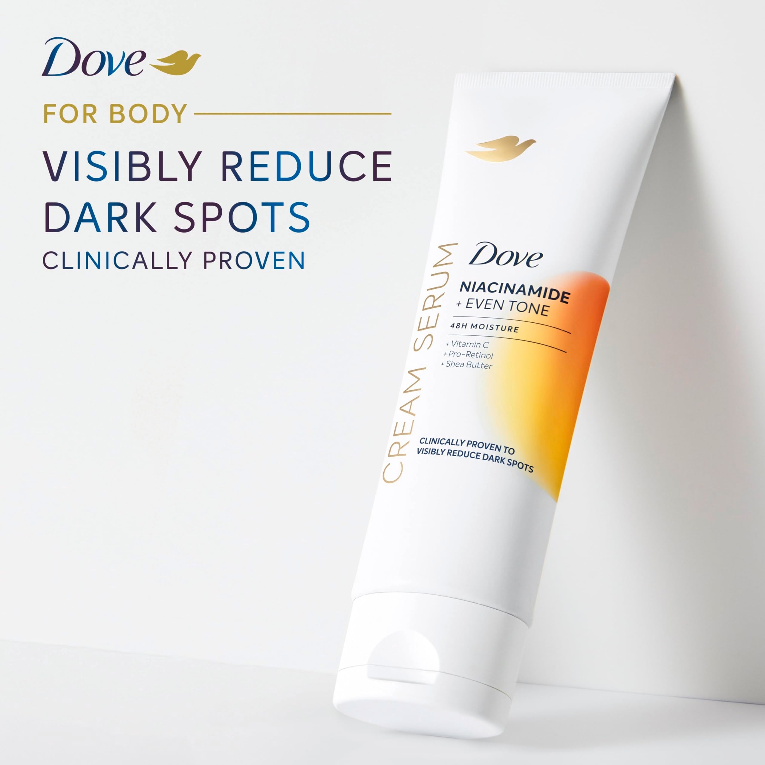Dove Crema-Suero Niacinamida, reducción de manchas y tono más parejo.