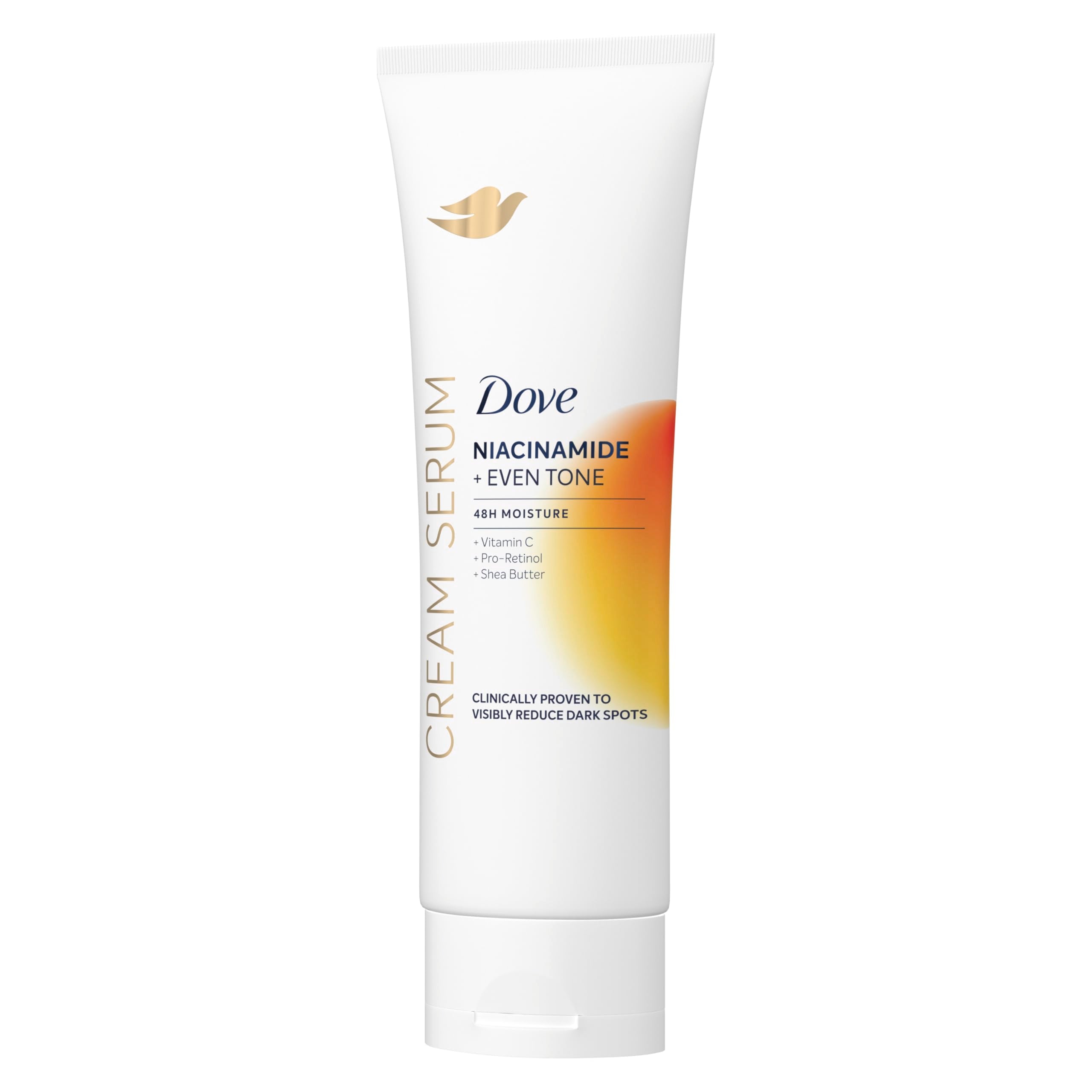 Dove Crema-Suero Niacinamida en botella, tono uniforme y textura suave.