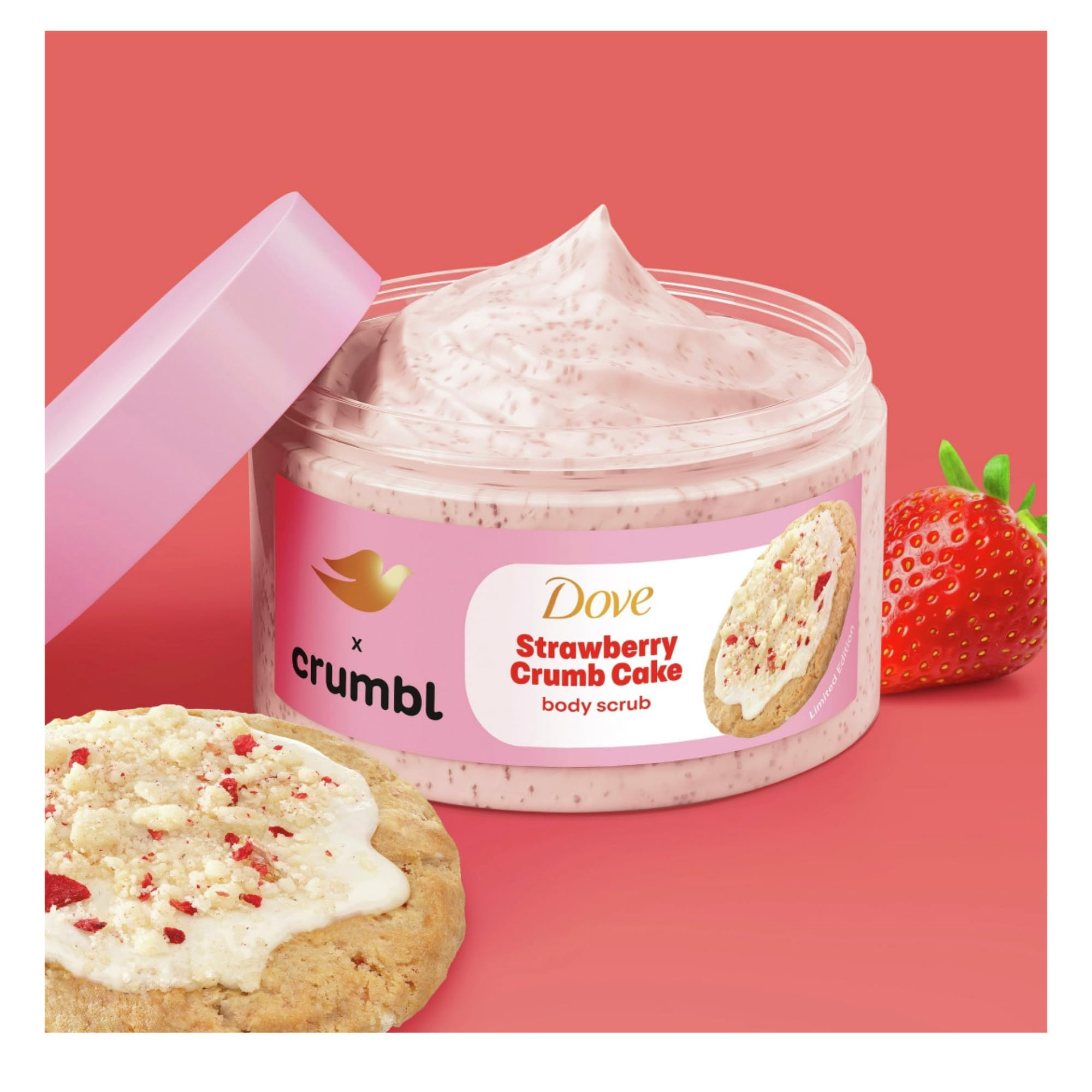 Dove Crumbl Body Wash being poured for easy lather and cleanse.