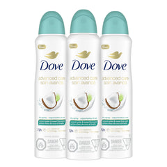 Dove botella con desodorante atomizador seco de coco-lima.