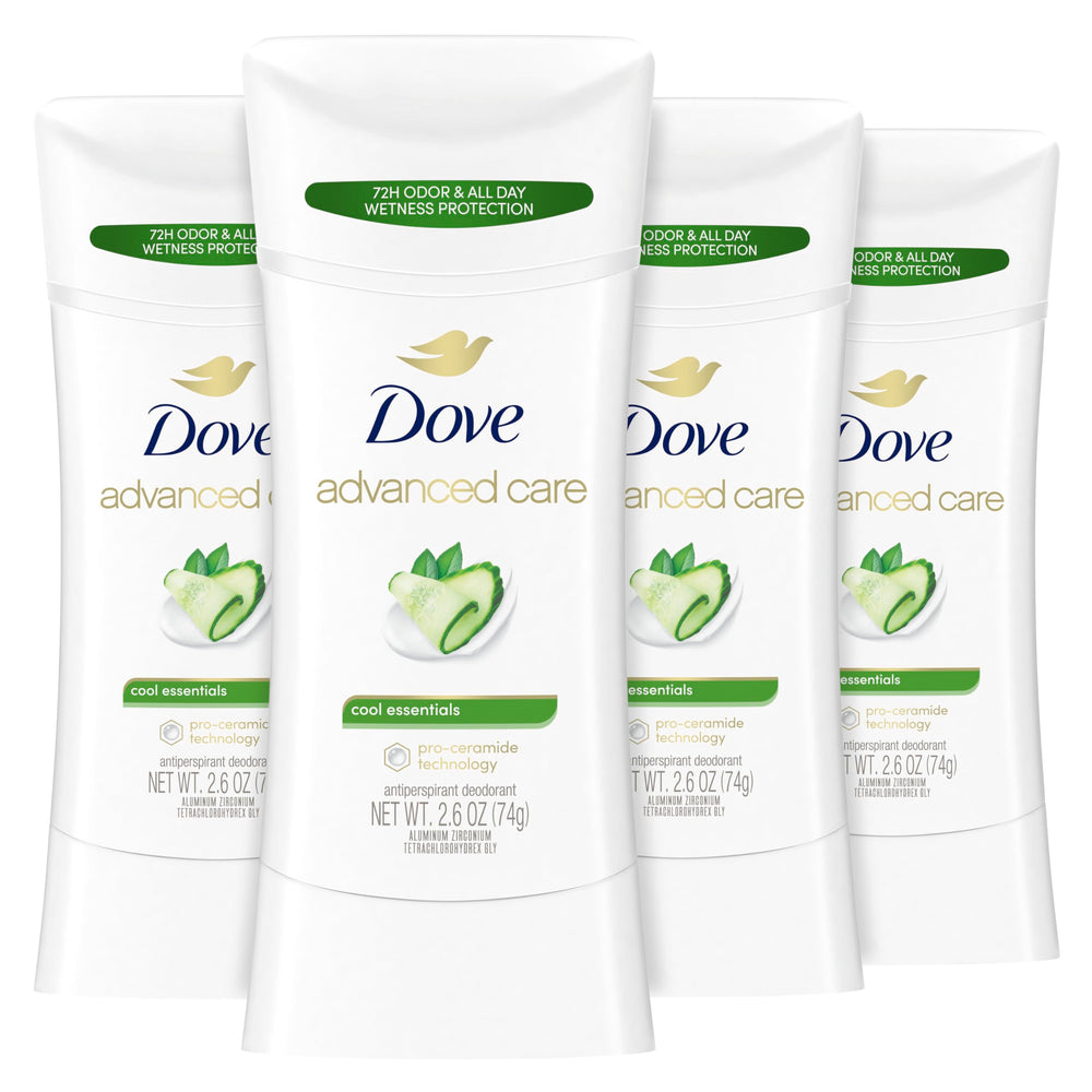 Dove Cuidado Avanzado Refrescante Barra Desodorante 4 Unidades para uso diario
