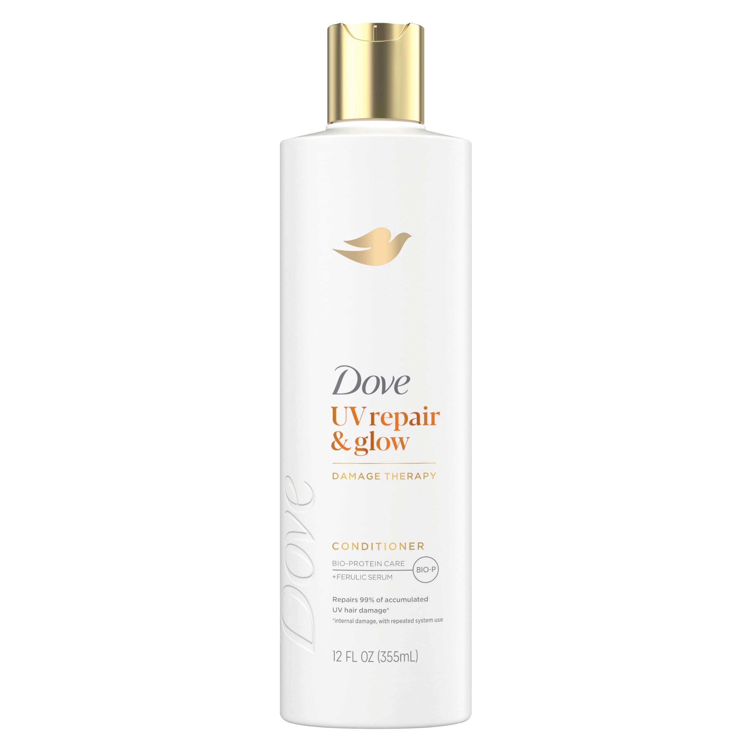 Dove Damage Therapy Acondicionador, botella visible, ideal para proteger del sol y brillo intenso.