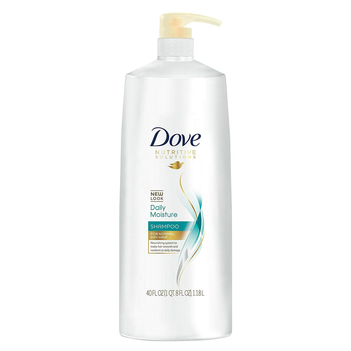 Dove Damage Therapy Daily Moisture Shampoo pump bottle for deep hydration of damaged hair.