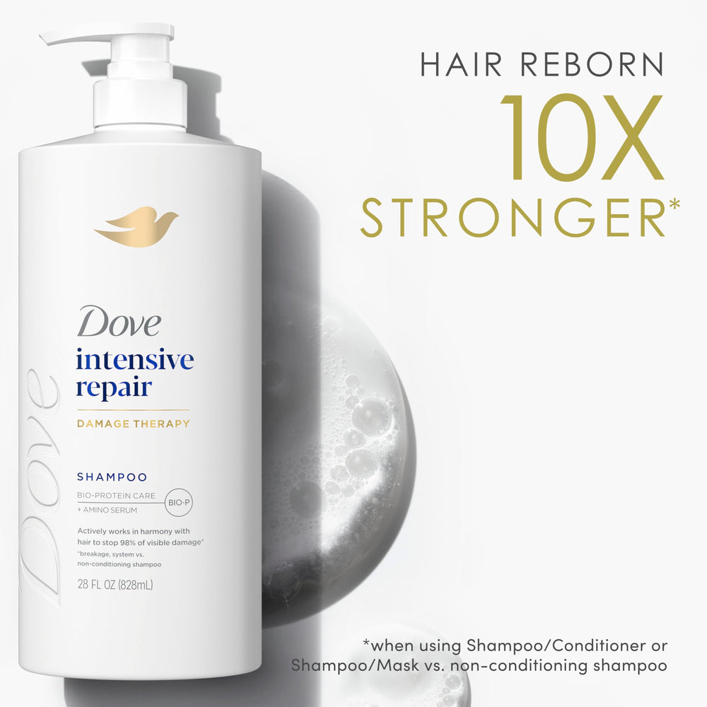 Dove damaged hair scenario illustrating visible repair progress.