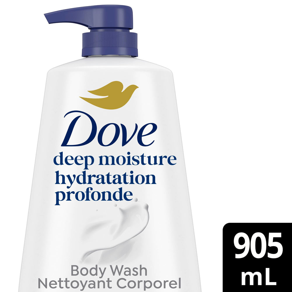 Dove Body Wash rich lather demonstrates nourishing cleansing for dry skin during showers.