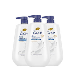 Dove Deep Moisture bottle with pump delivers easy daily cleansing and lasting softness.