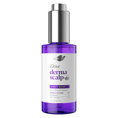 Dove Density Boost Serum, botella, hidrata suavemente el cuero cabelludo para mejor cuidado diario.