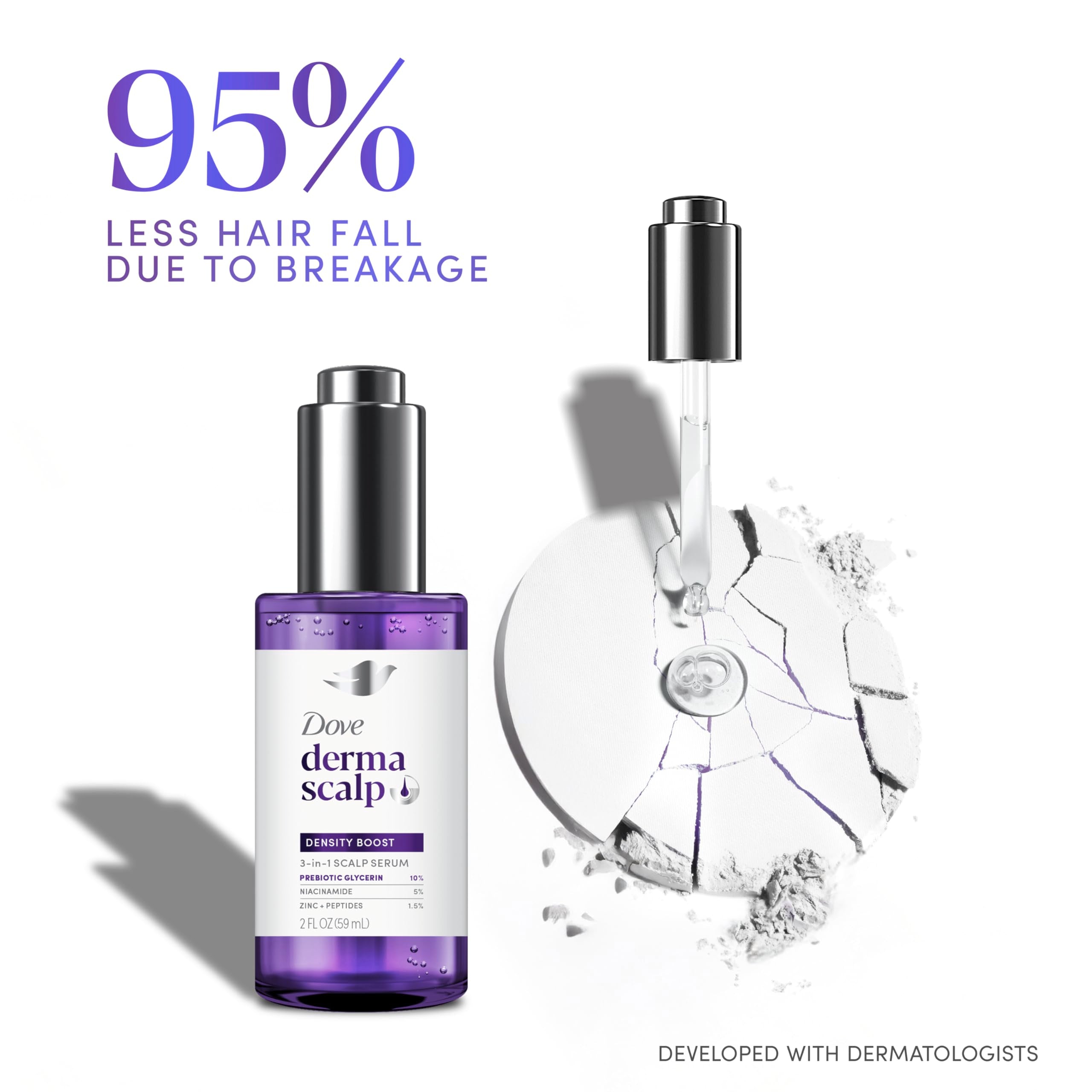 Dove Density Boost Serum, línea del cabello cubre la línea para una base fortalecida.