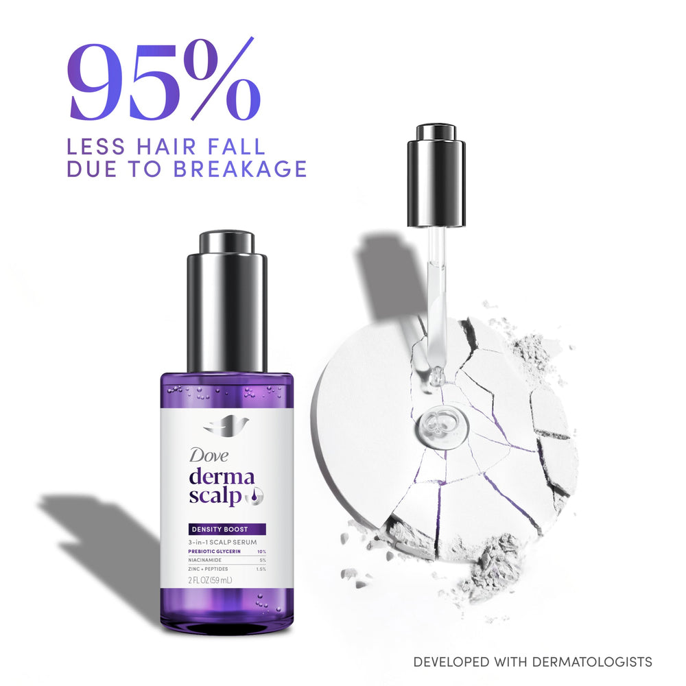 Dove Density Boost Serum, línea del cabello cubre la línea para una base fortalecida.