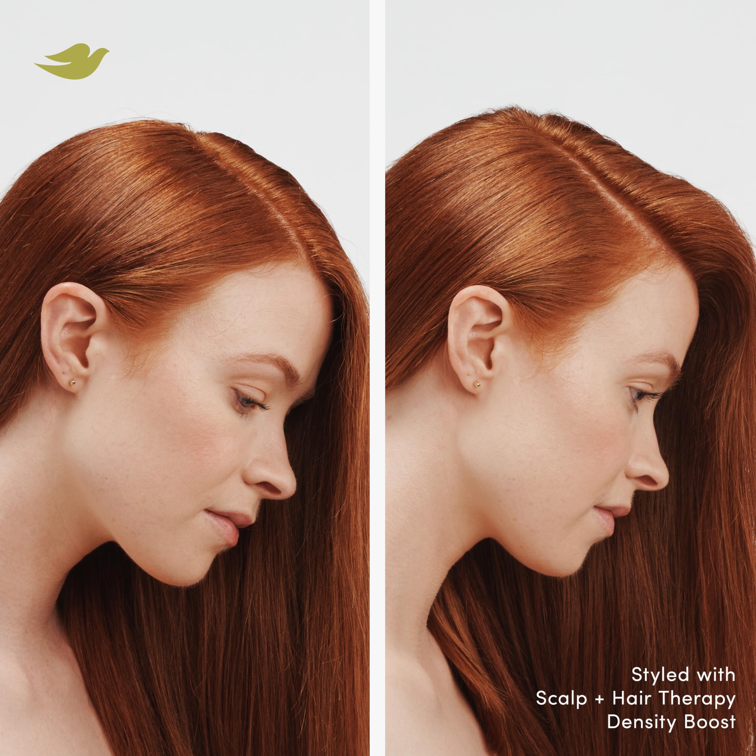 Dove Density Boost thickening effect closeup implying long-term density.