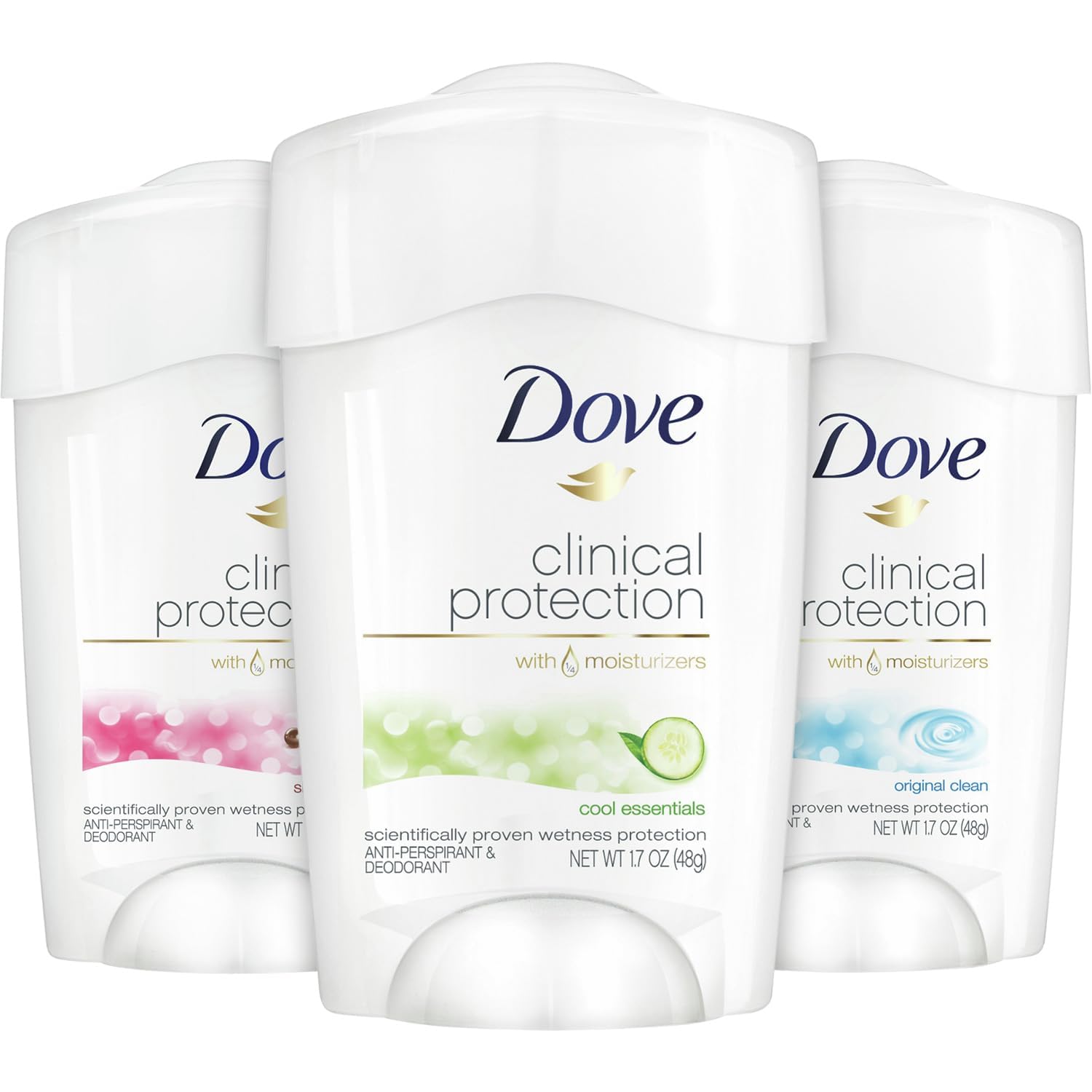 Dove Clinical Protection Cool Essentials stick with long-lasting odor protection.