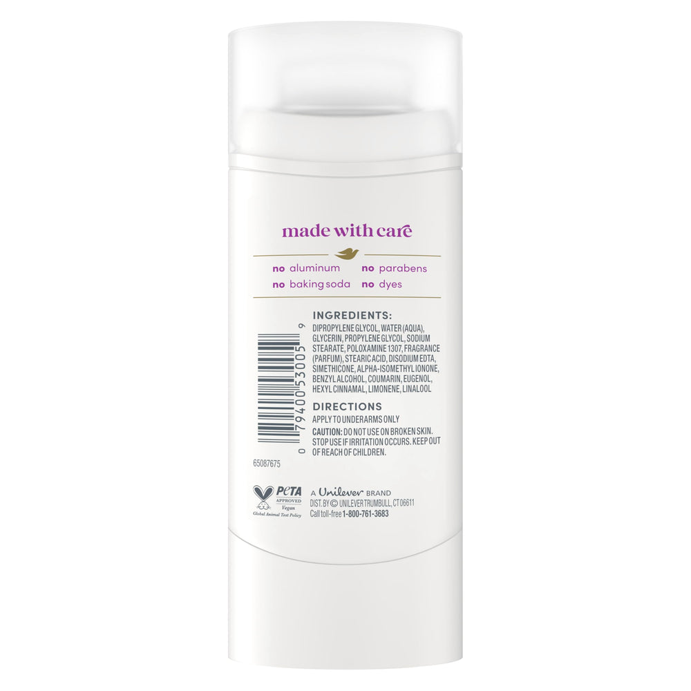 Dove Deodorant Stick delivers 72-hour odor protection for daily wear.