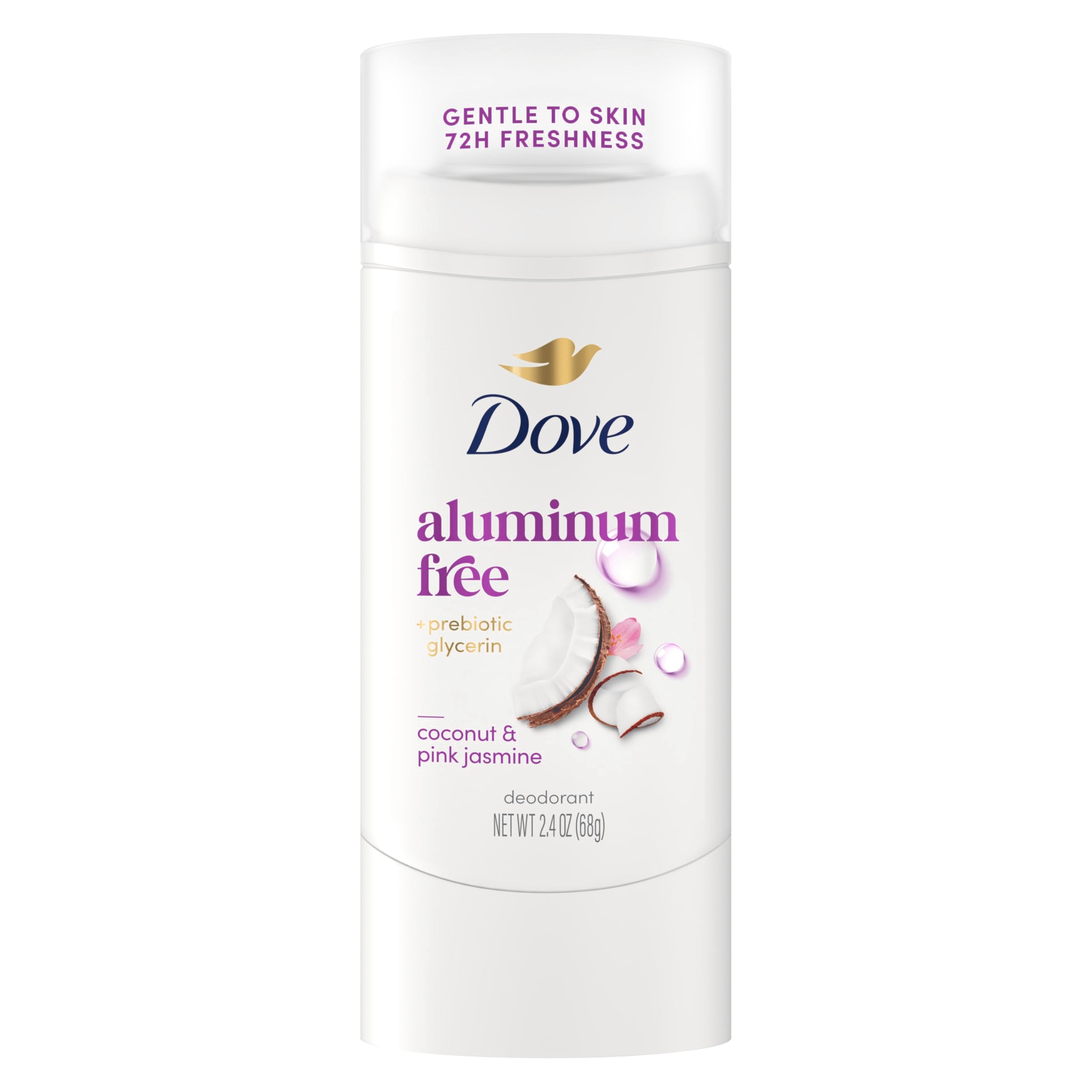 Dove Deodorant Stick coconut pink jasmine scent swirl for all-day freshness.