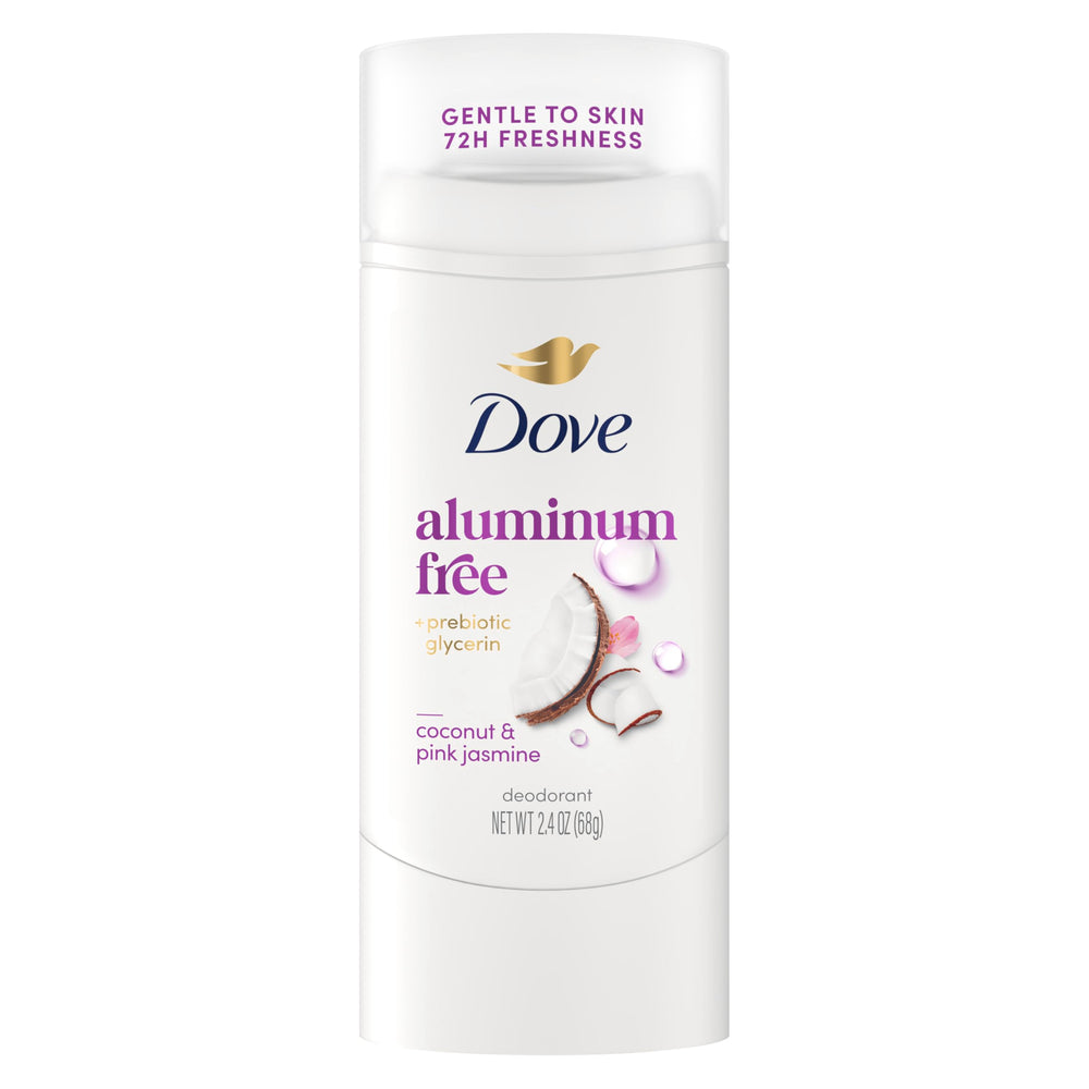 Dove Deodorant Stick coconut pink jasmine scent swirl for all-day freshness.