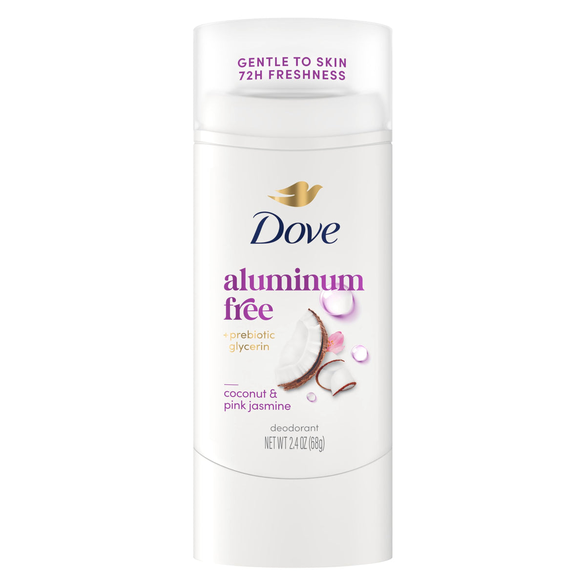 Dove Deodorant Stick coconut pink jasmine scent swirl for all-day freshness.