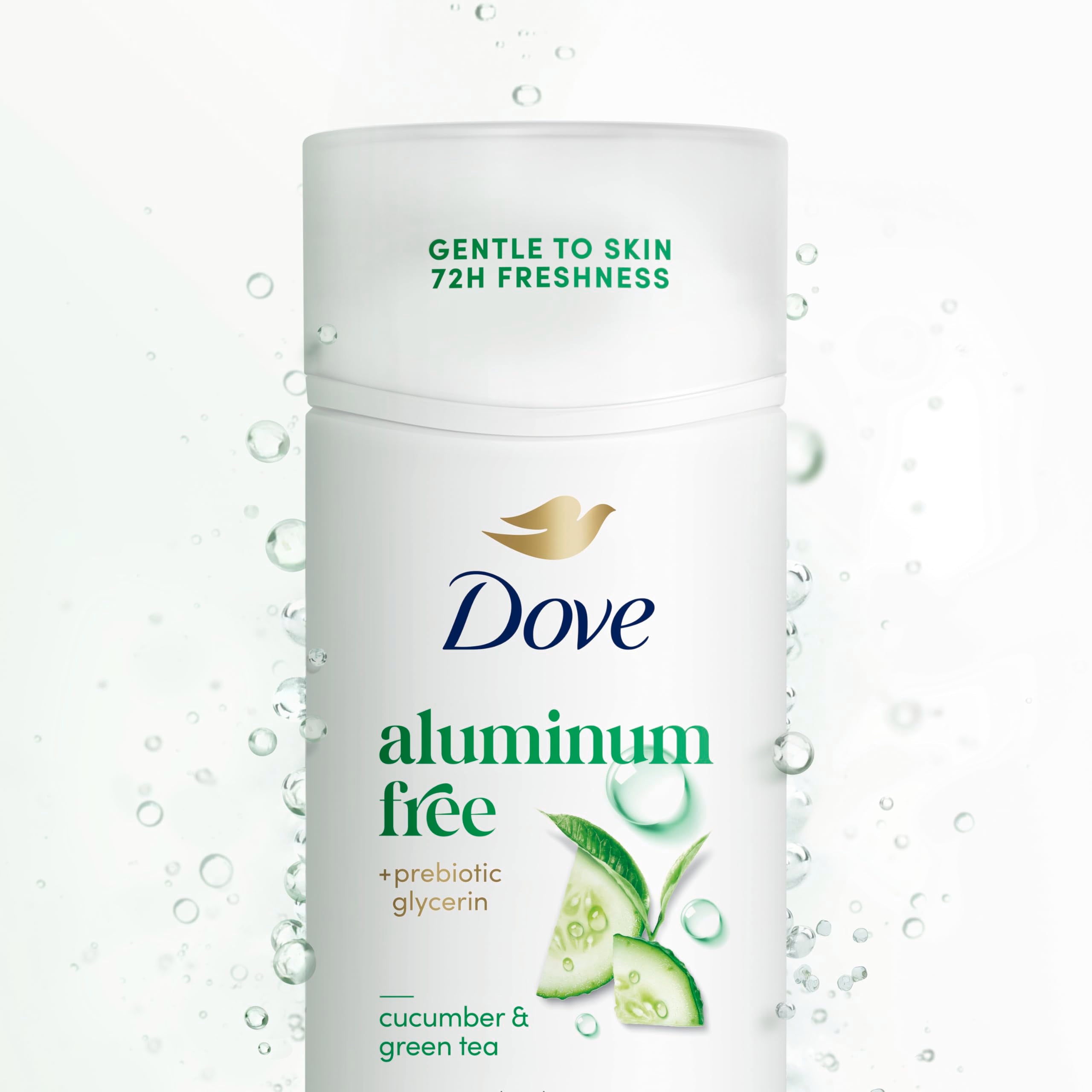 Dove deodorant leaves no visible residue on skin.