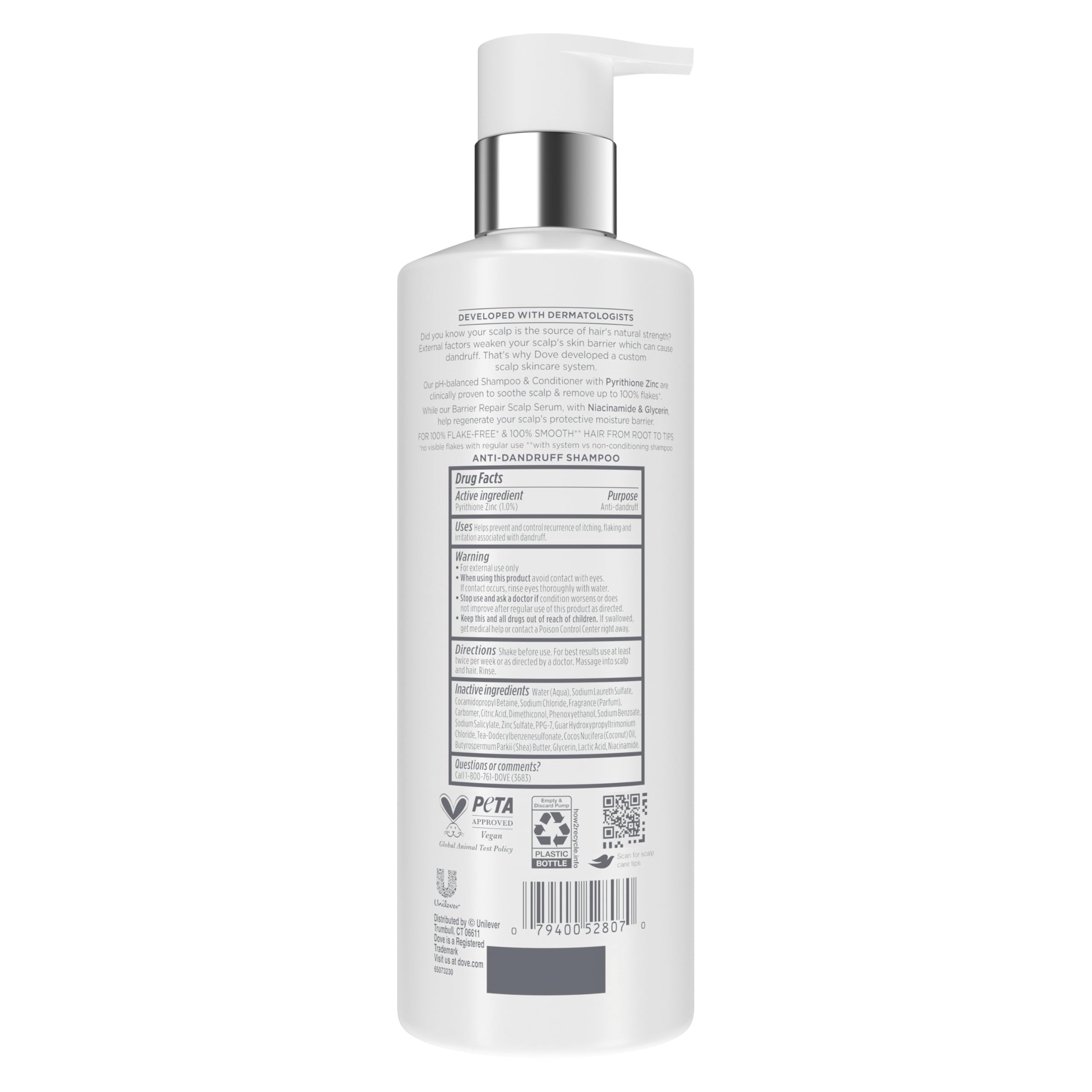 Dove Derma Scalp Barrier Repair Serum application promotes moisture and protection.
