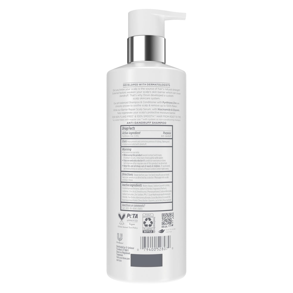Dove Derma Scalp Barrier Repair Serum application promotes moisture and protection.