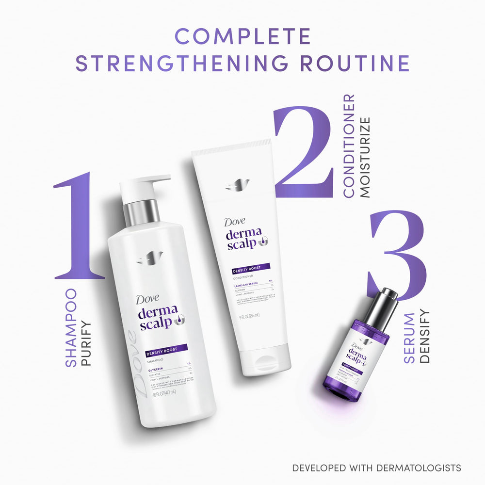 Dove Derma Scalp Density Boost: péptidos para fortalecer la fibra capilar.