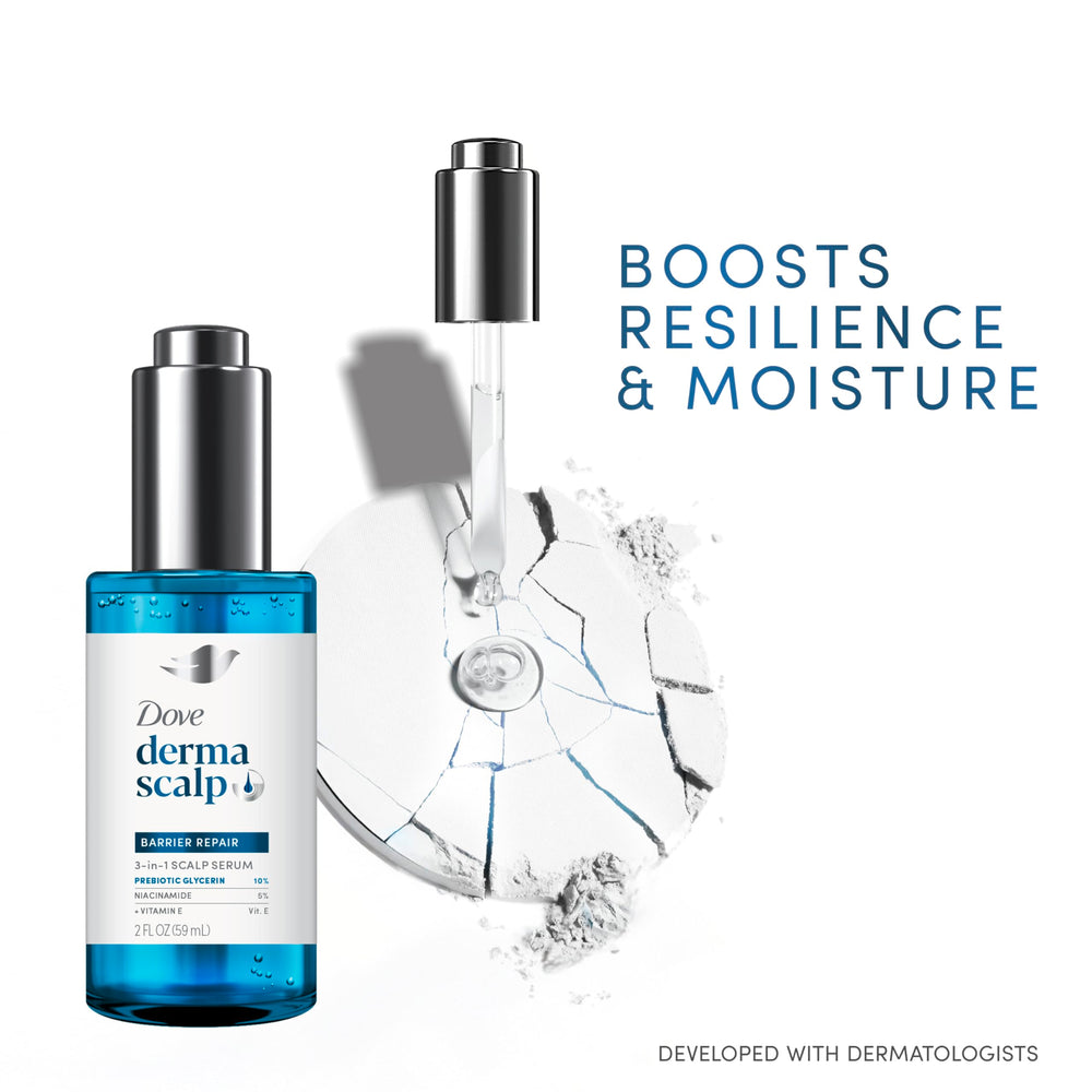Dove Derma Scalp Serum ayuda a regenerar la barrera de humedad.