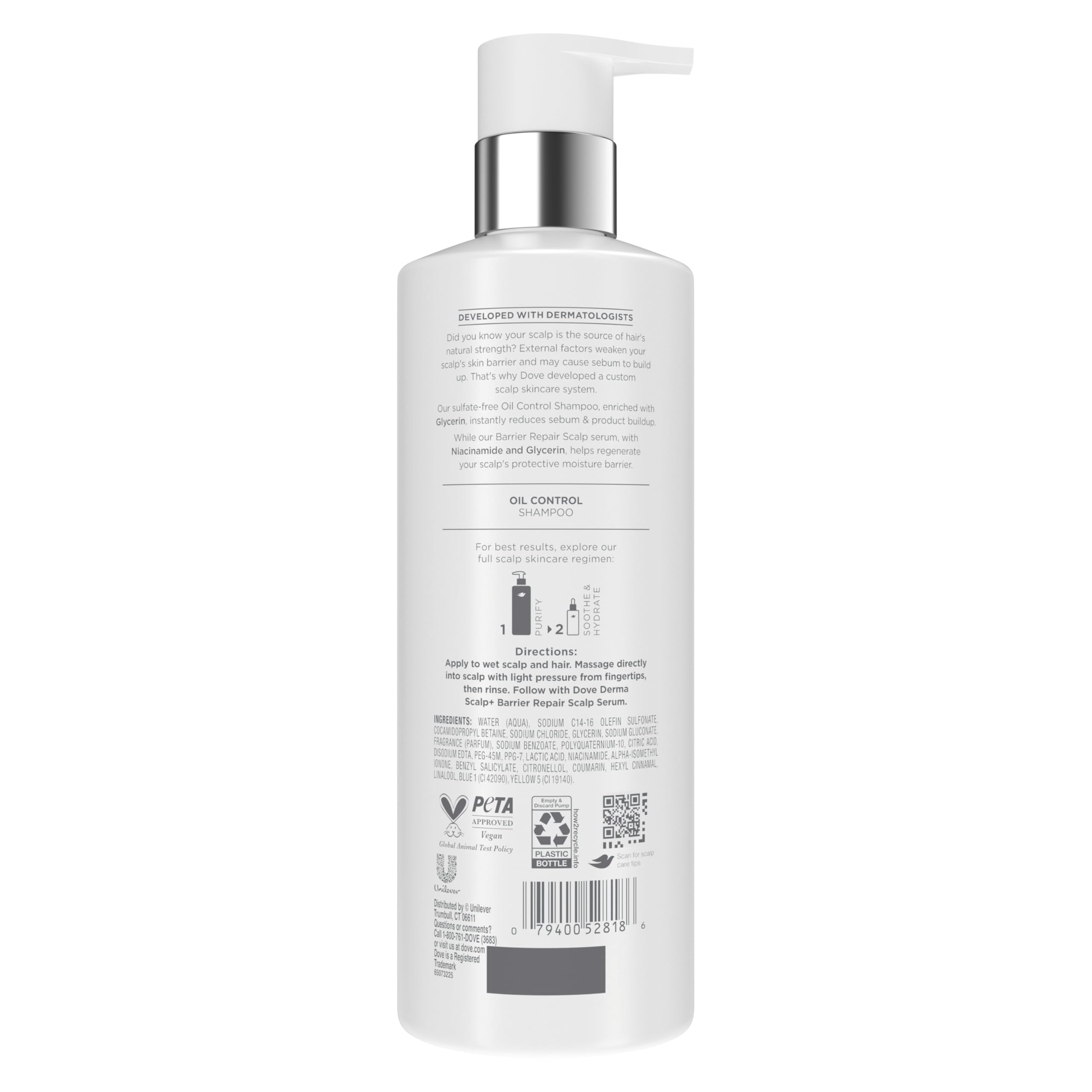 Dove Derma Scalp Shampoo lather for refreshing cleanse and oil balance.