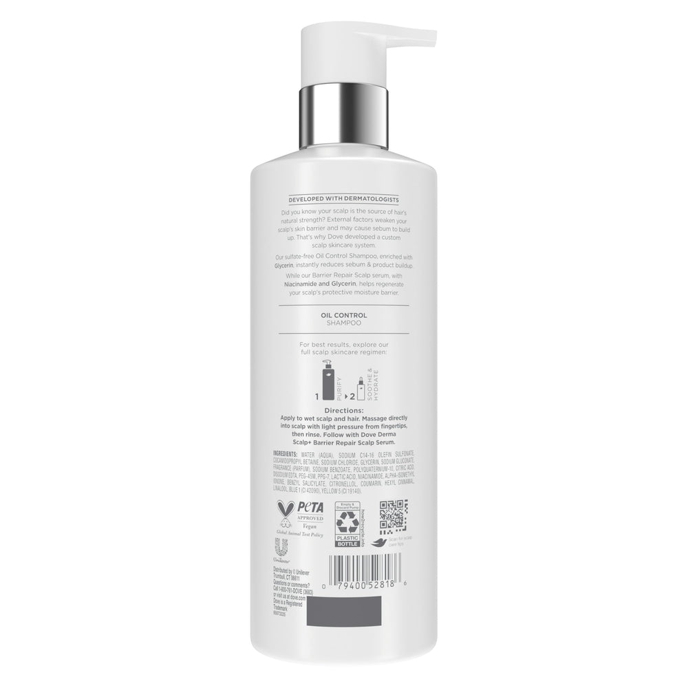 Dove Derma Scalp Shampoo lather for refreshing cleanse and oil balance.