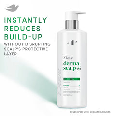 Dove Derma Scalp Shampoo bottle with glycerin highlights moisture retention.