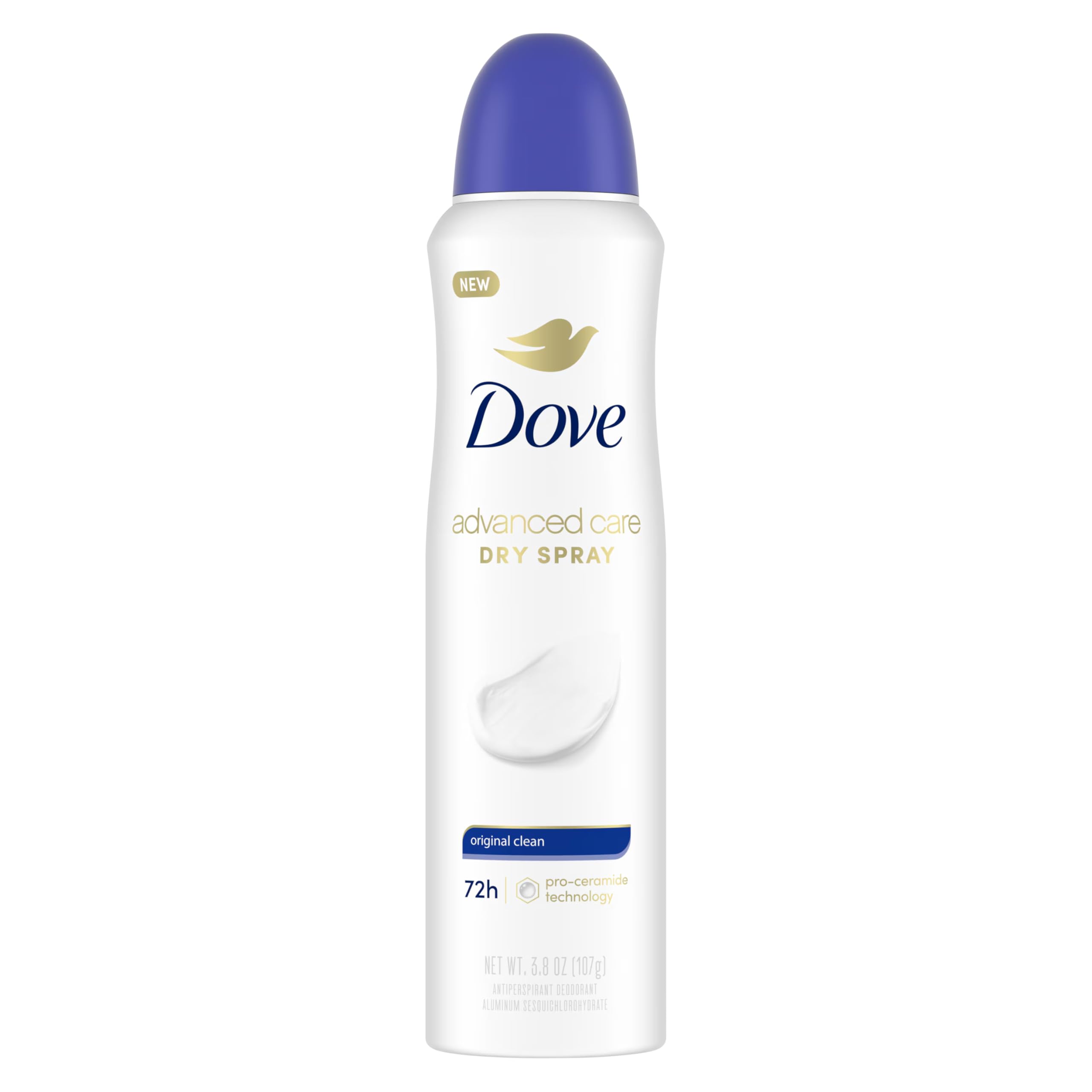Dove Desodorante aerosol seco Original Clean, protección de 48 horas para jornadas activas.