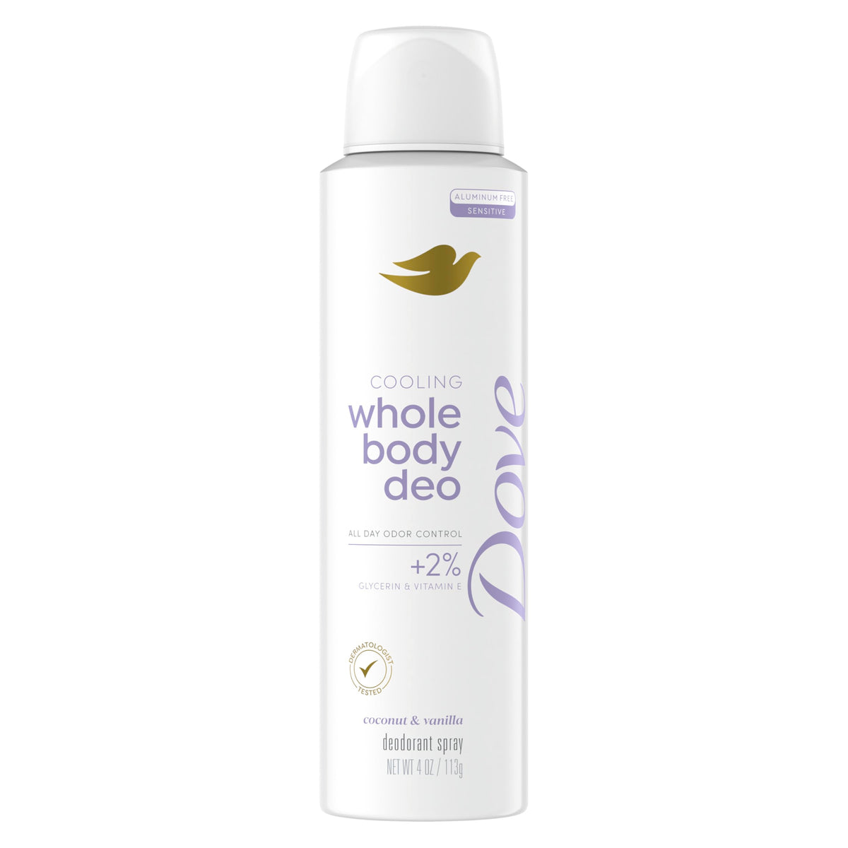 Desodorante Dove Coco-Vainilla: control de olor 72 h para todo el cuerpo.