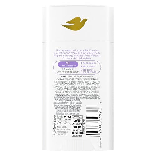 Dove Desodorante Coco Vainilla envase 2-6oz, cómodo para llevar.