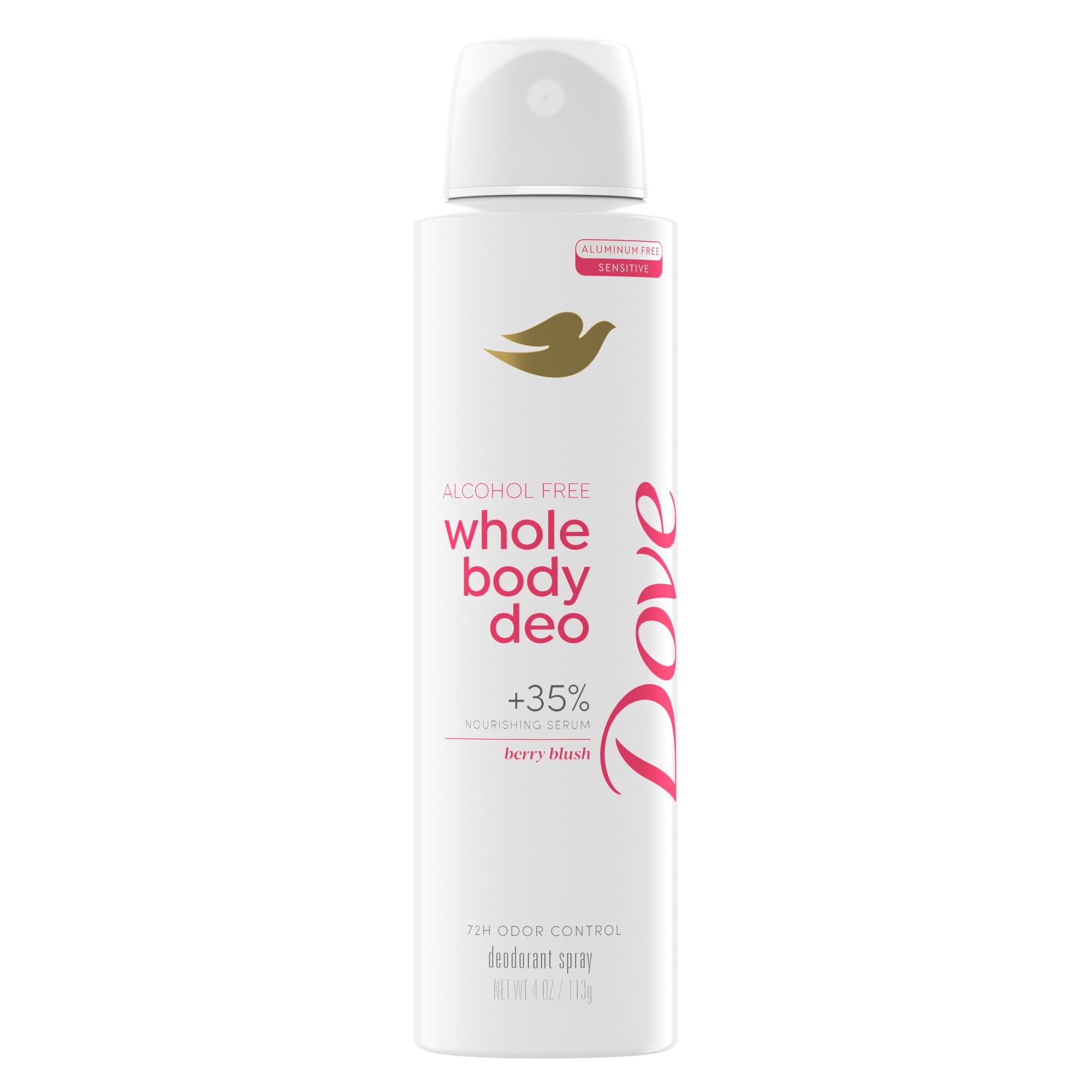 Dove Berry Blush desodorante corporal sin alcohol, control de olor 72 horas.