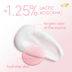 Dove Desodorante Crema con ácido láctico 1.25% para hidratación.