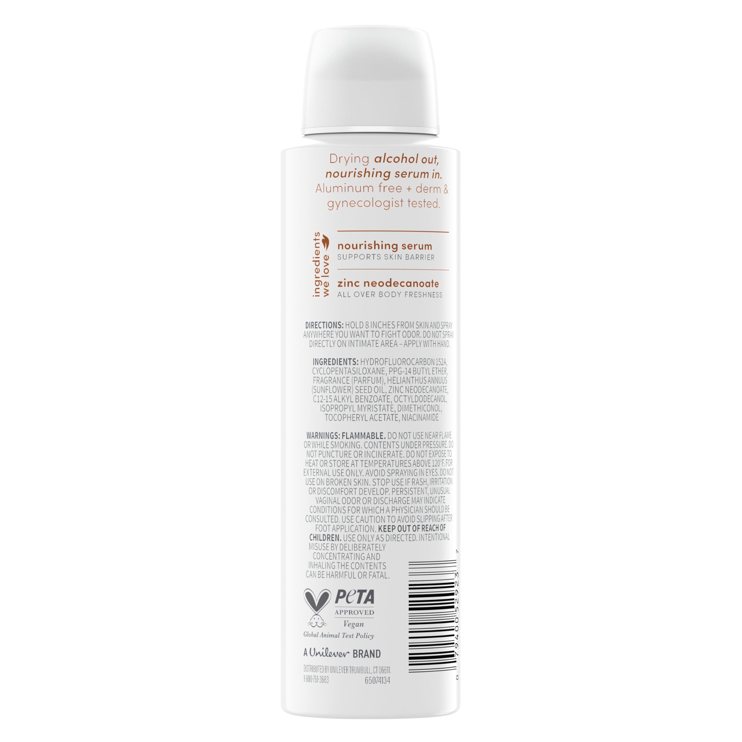 Spray Dove sin alcohol para axilas, uso diario y aroma agradable