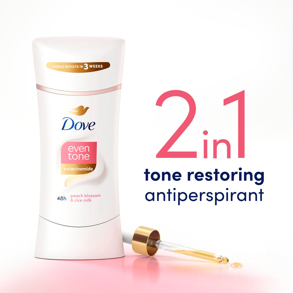 Dove desodorante, niacinamida y ceramidas para piel más suave.