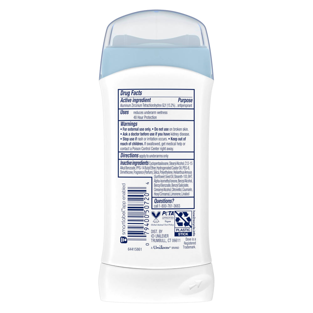 Dove Desodorante Invisible en polvo, protección diaria para todo el día.